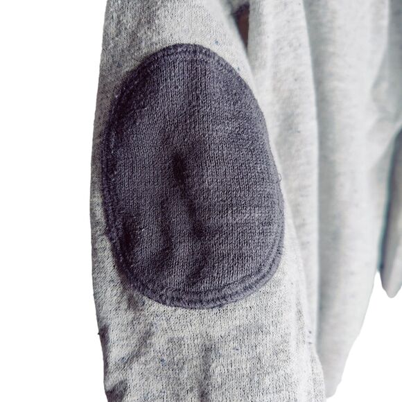 Gemo Boys Size 10 Heather Gray V Neck Pullover Sweatshirt with Elbow Patches - Picture 3 of 6